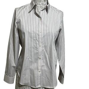 Lauren Ralph Lauren Pink Stripe Button Up Clean Girl Preppy- 100% Cotton-Medium